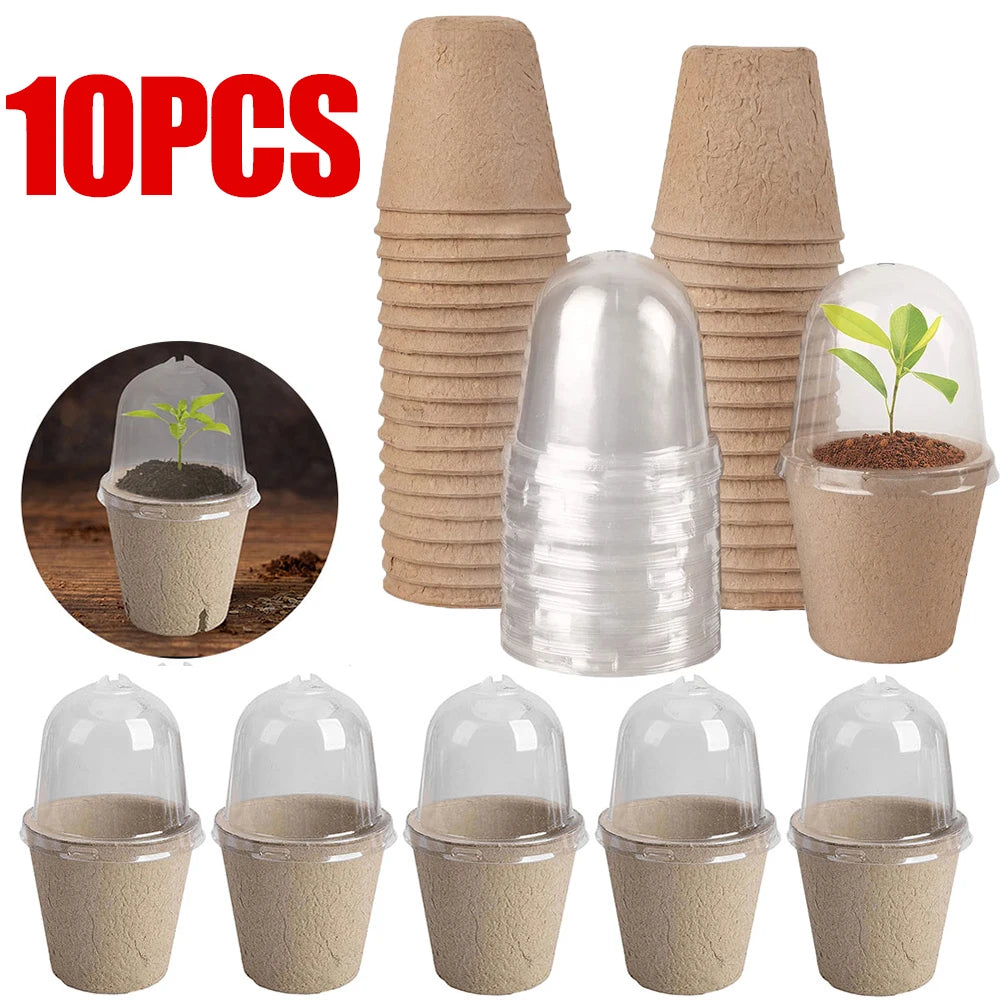 10pcs Garden Round Peat Pots Plant Seedling Starters Cups Nursery Herb Seed Tray Planting Tools Eco-friendly Biodegradable