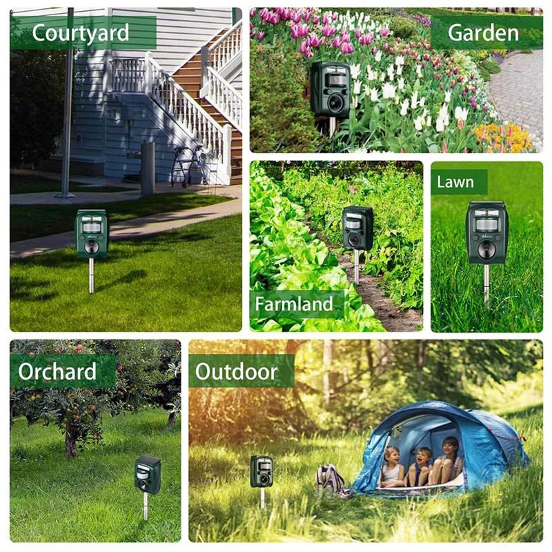 Animal Repeller Solar Powered Outdoor Ultrasonic Repellent New PIR Sensor Garden Pest Mouse Bird Bat Repellent Keep Animals Away