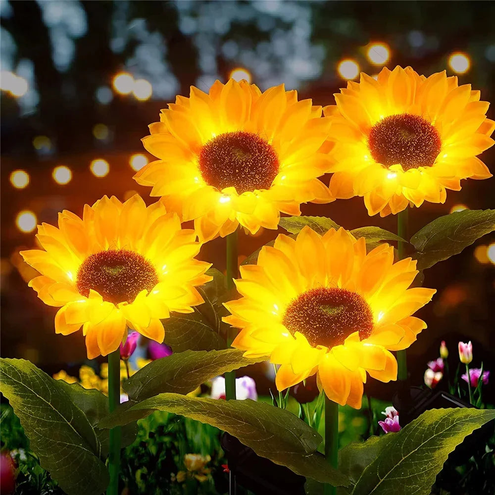 Solar Lights Outdoor Garden Decor Sunflower Ligts Waterproof Solar Outdoor Lamp Decorative Lights for Path Garden Patio Backyard