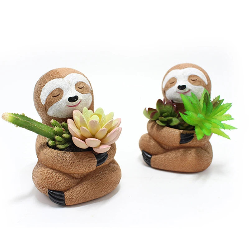 Cartoon Animal Succulent Flower Pot Cute Sloth Flowerpot Garden Planting Pot Desktop Home Decoration Ornaments Garden Planter