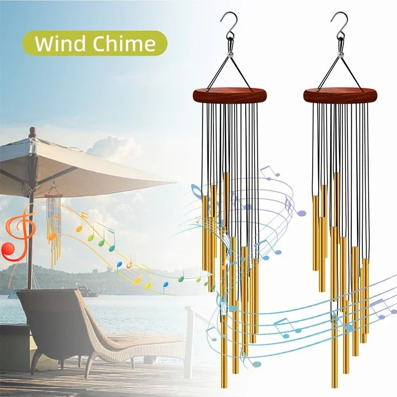 Wooden Retro Wind Chimes Metal Ornaments Outdoor Garden Decoration Gifts Home Creative Ornaments Hanging Wind Chimes