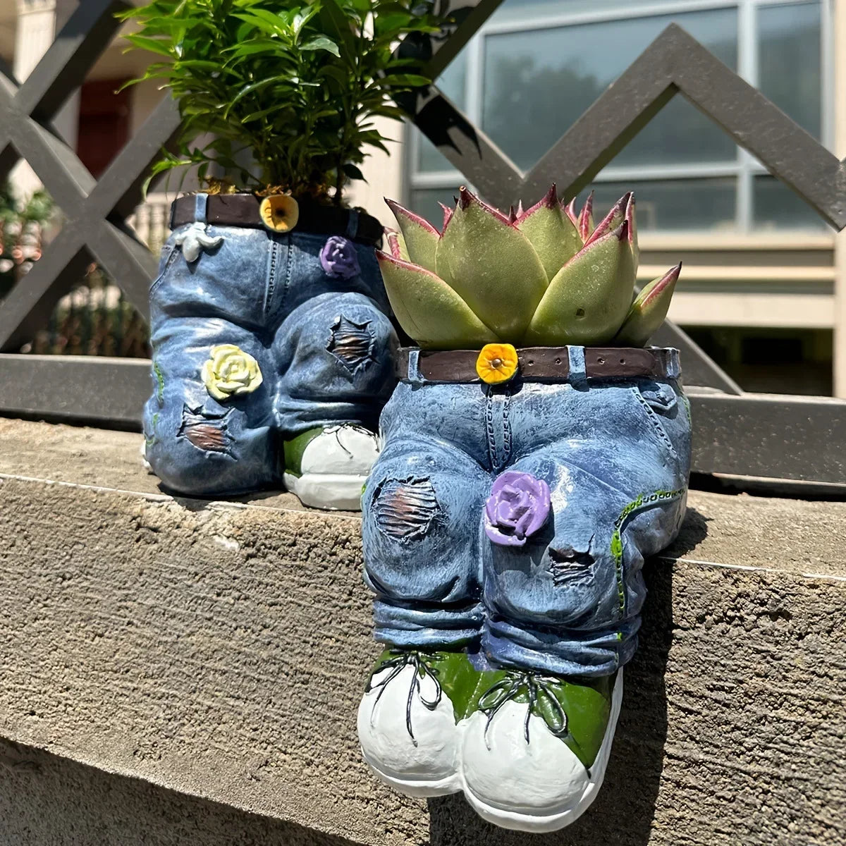 Garden art jeans courtyard decoration flower pots succulents resin handicrafts ornaments