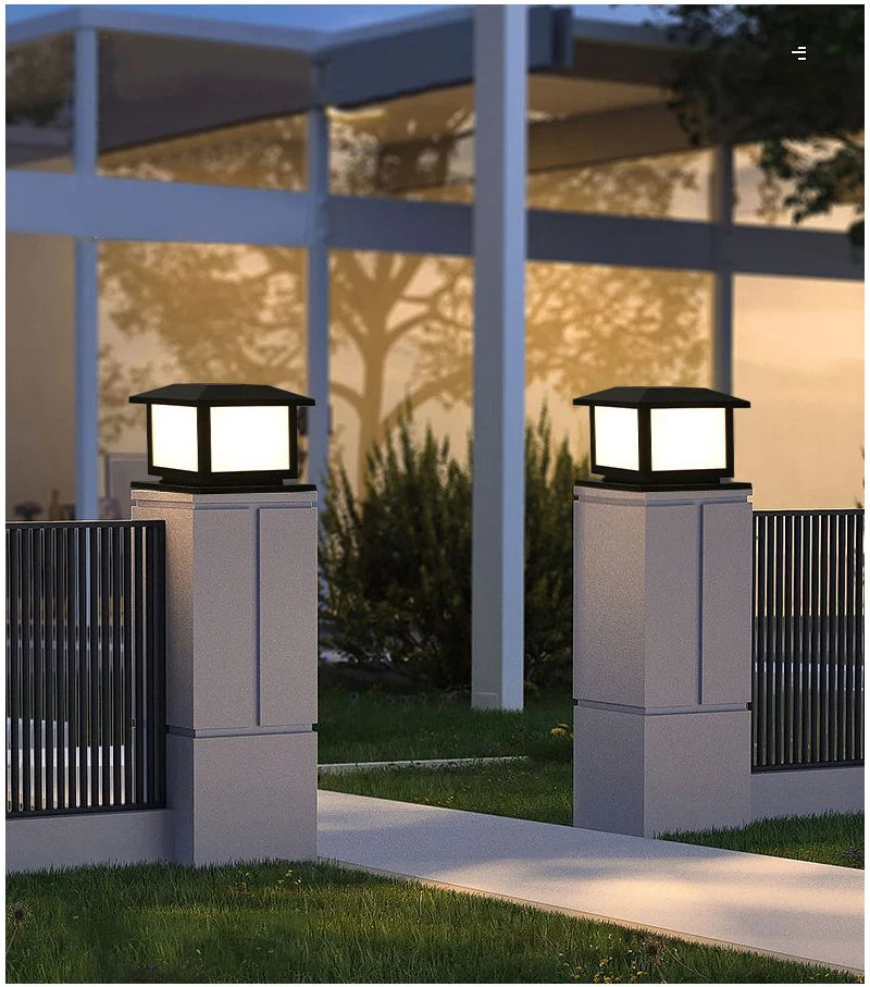 Timed LED Solar Outdoor Pillar Light Waterproof Thick Solar Lights Garden Pathway Parking Yard Outdoor Decor Lamp RC Solar Light