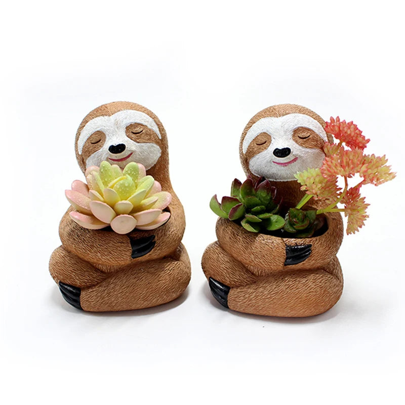 Cartoon Animal Succulent Flower Pot Cute Sloth Flowerpot Garden Planting Pot Desktop Home Decoration Ornaments Garden Planter