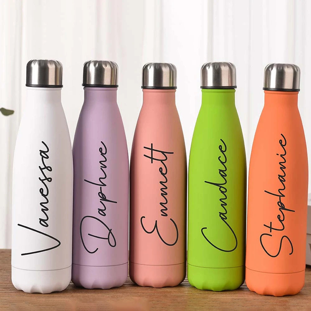 Personalized Water Bottle Custom Insulated Bottle Sports Water Bottle Hot Cold Thermos Wedding Gifts Bridesmaid Tumblers