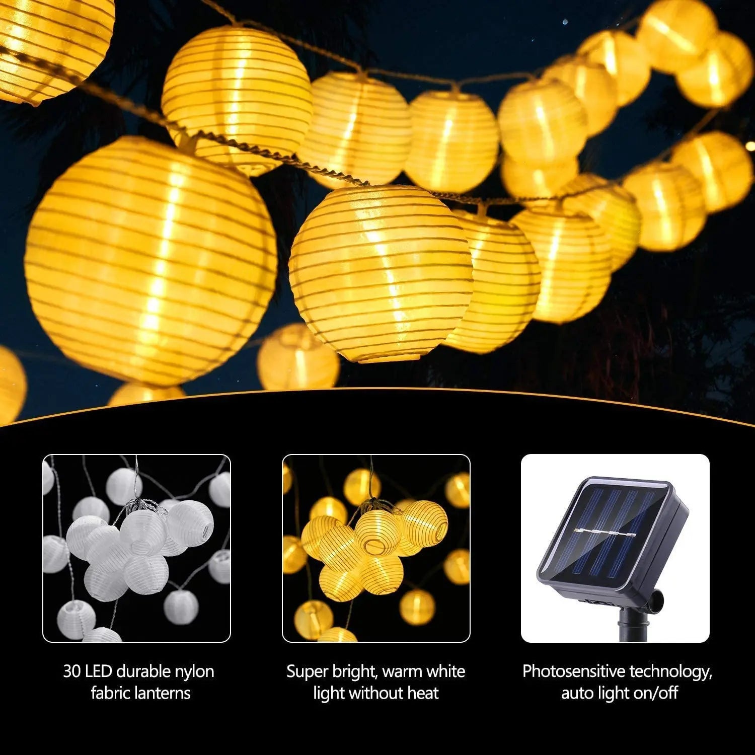 Waterproof Lantern Solar String Fairy Light 6.5M 30 LED Outdoor Solar Power Lamp Christmas Garland for Weeding Home Garden Decor