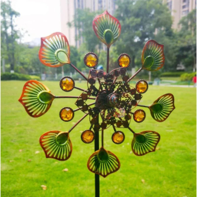 Iron Art Luminous Windmill Garden Ground Inserted Pinwheel Outdoor Rotatory Windmill courtyard windmill garden craft ornament