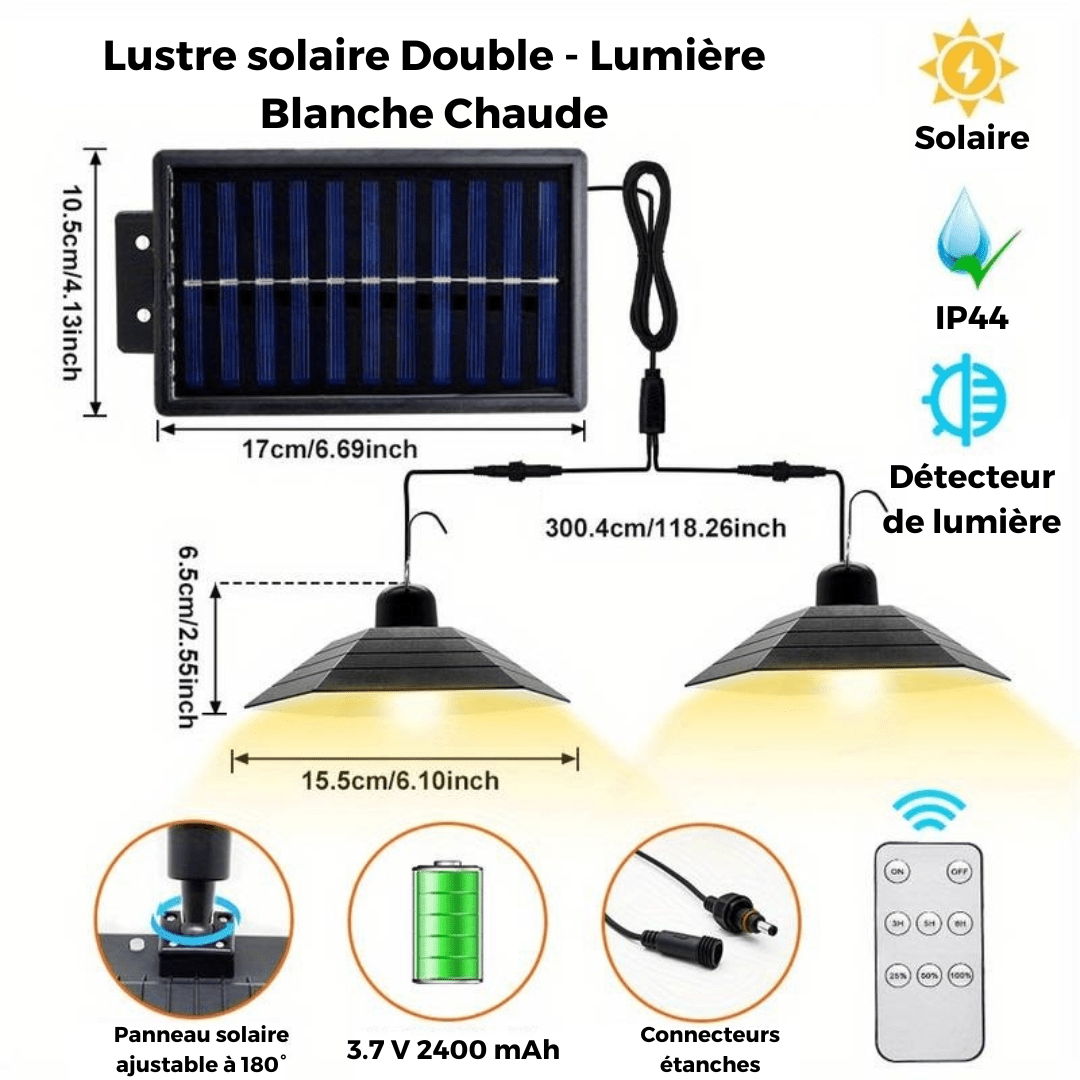 Lustre Solaire Étincelant avec Contrôle à Distance