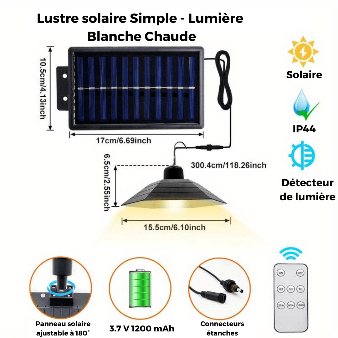 Lustre Solaire Étincelant avec Contrôle à Distance